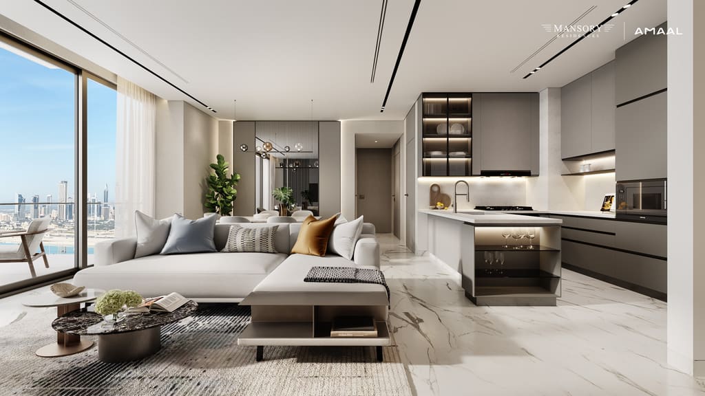 A one-bedroom residence living and dining space at MANSORY Residences